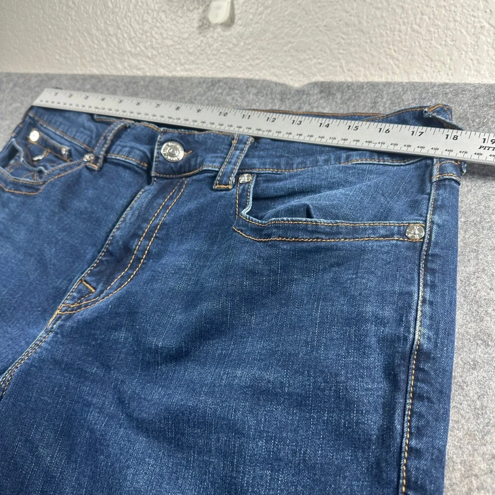 True Religion‎ Ricky Relaxed Straight Jeans Mens 38 Blue Dark Wash Flap Pocket